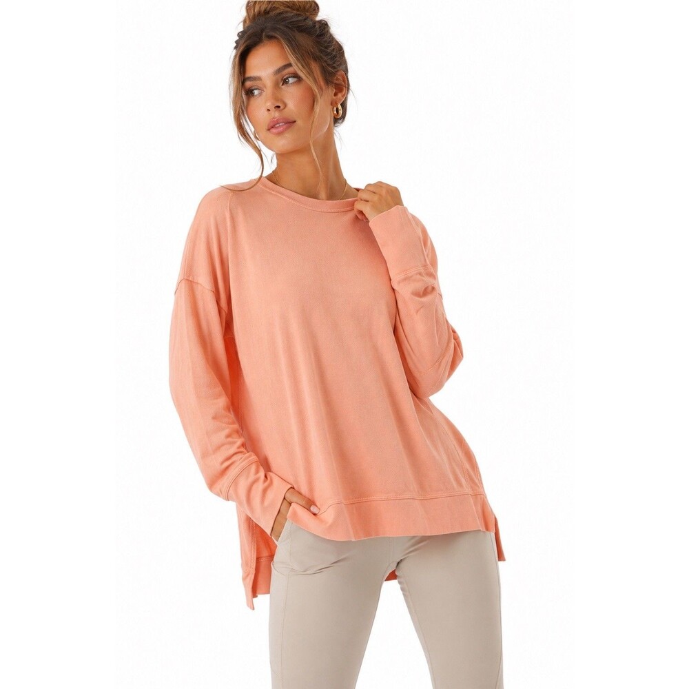 Sweaty Betty Peach Pink Modal Cotton Oversized Long Sleeve Sweatshirt Top M